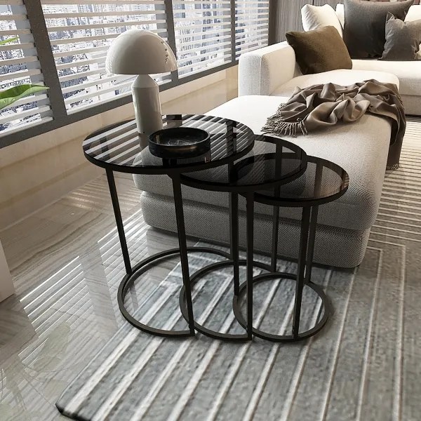 SET 3x măsuță laterală ALYA d. 34/42/50 cm negru