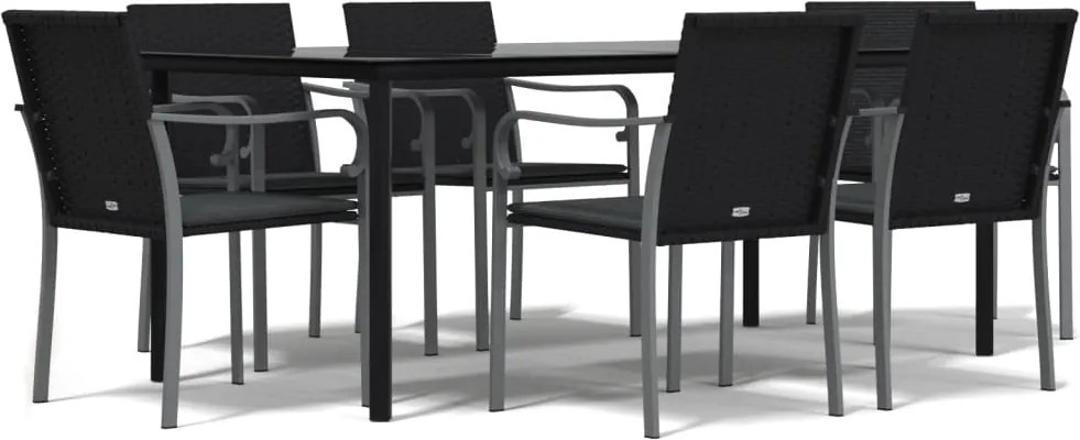 vidaXL Set mobilier de grădină cu perne, 7 piese, poliratan și oțel