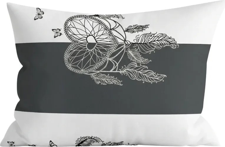 Fata de perna din policoton TIRSO POLY 50x70 cm, buton alb-gri