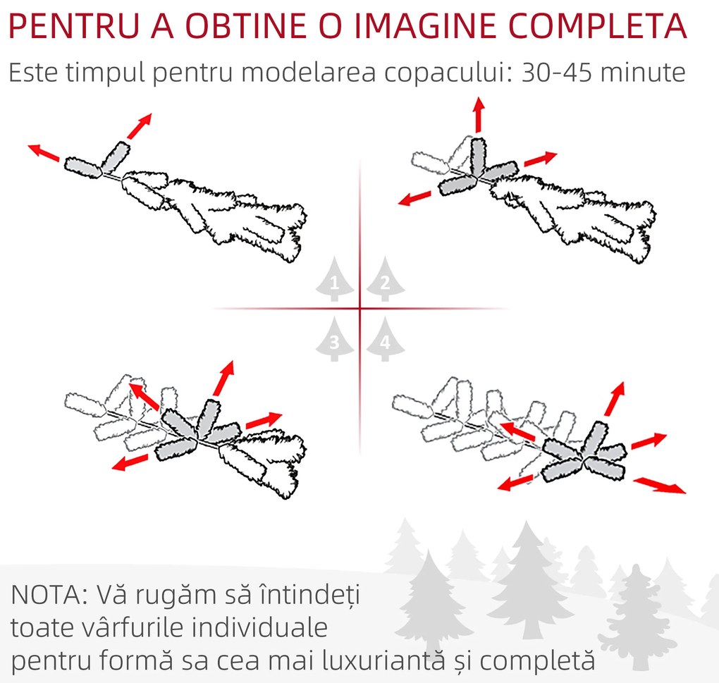 HOMCOM Brad de Crăciun Înzăpezit Înalt, 980 de Ramuri, Ø80x225 cm, Verde | Aosom Romania