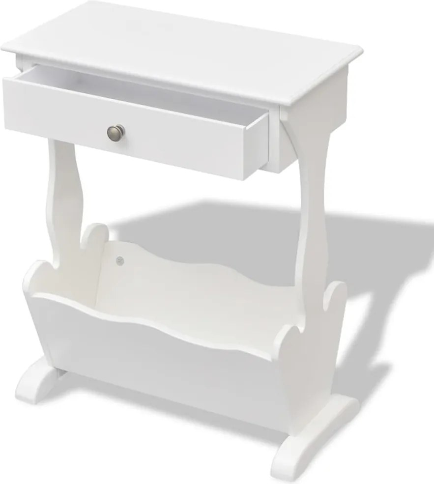 vidaXL Suport pentru reviste Melrose, alb