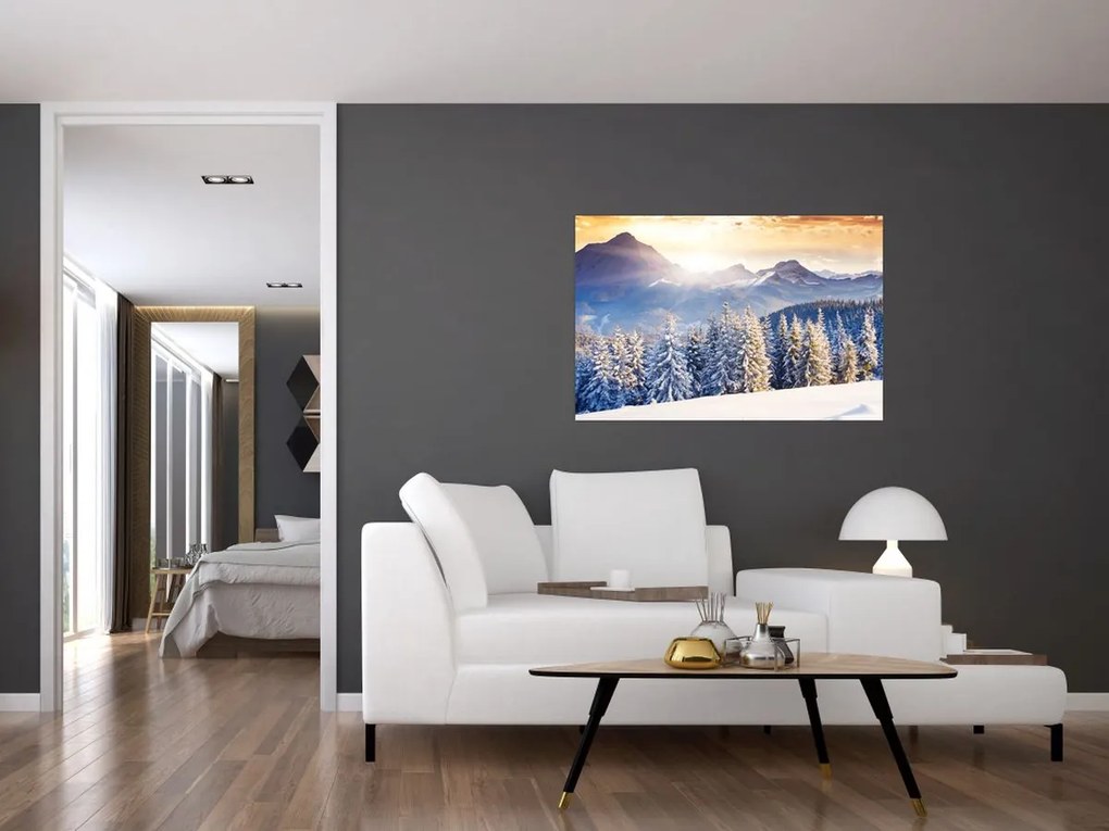 Tablou - Peisaj montan în timpul iernii (90x60 cm)