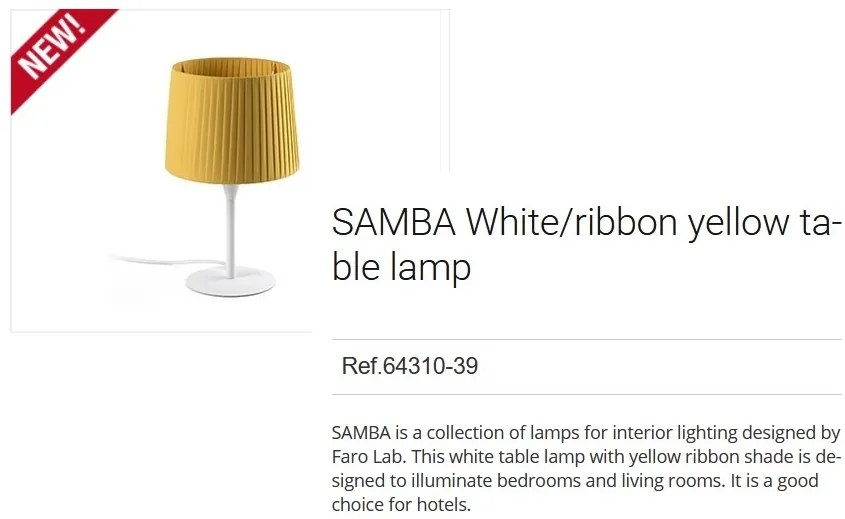 Veioza / Lampa de masa moderna design elegant SAMBA alb/galben 64310-39