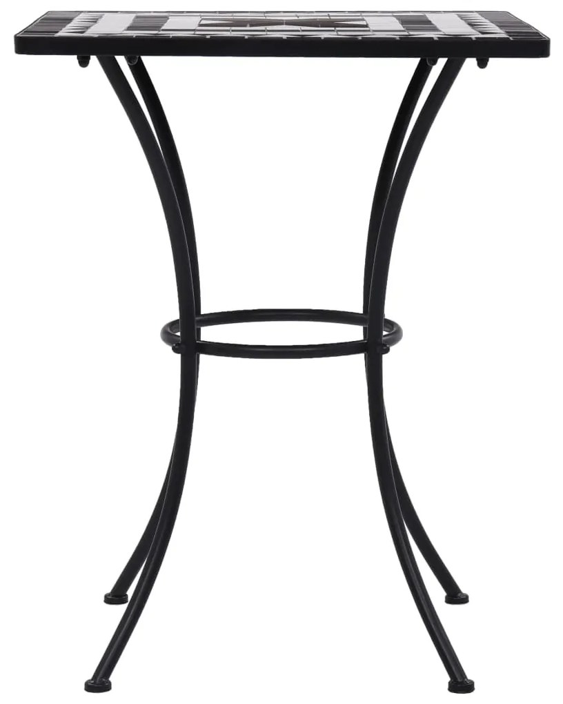 Set de bistro mozaic, 3 piese, negru alb, placa ceramica Alb si negru, Patrat, 3