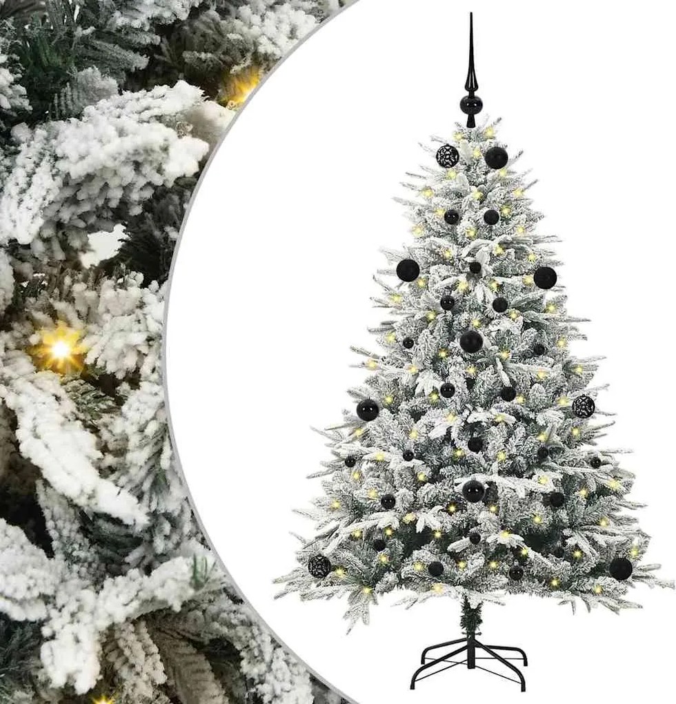 vidaXL Brad de Crăciun artificial pre-iluminat cu set de bile Verde