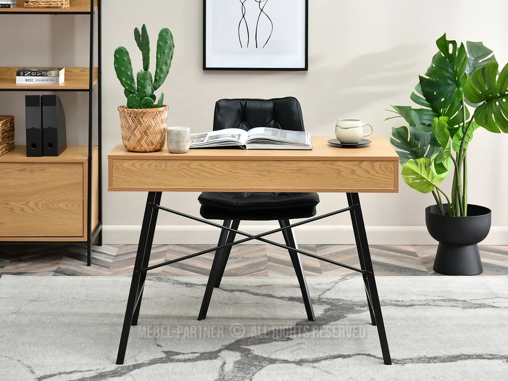 Masă PC Fallon (stejar negru + negru). Promo -13%. 1109754