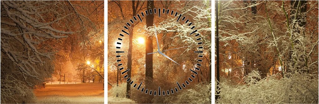 Tablou - Parcul înzăpezit (cu ceas) (90x30 cm)