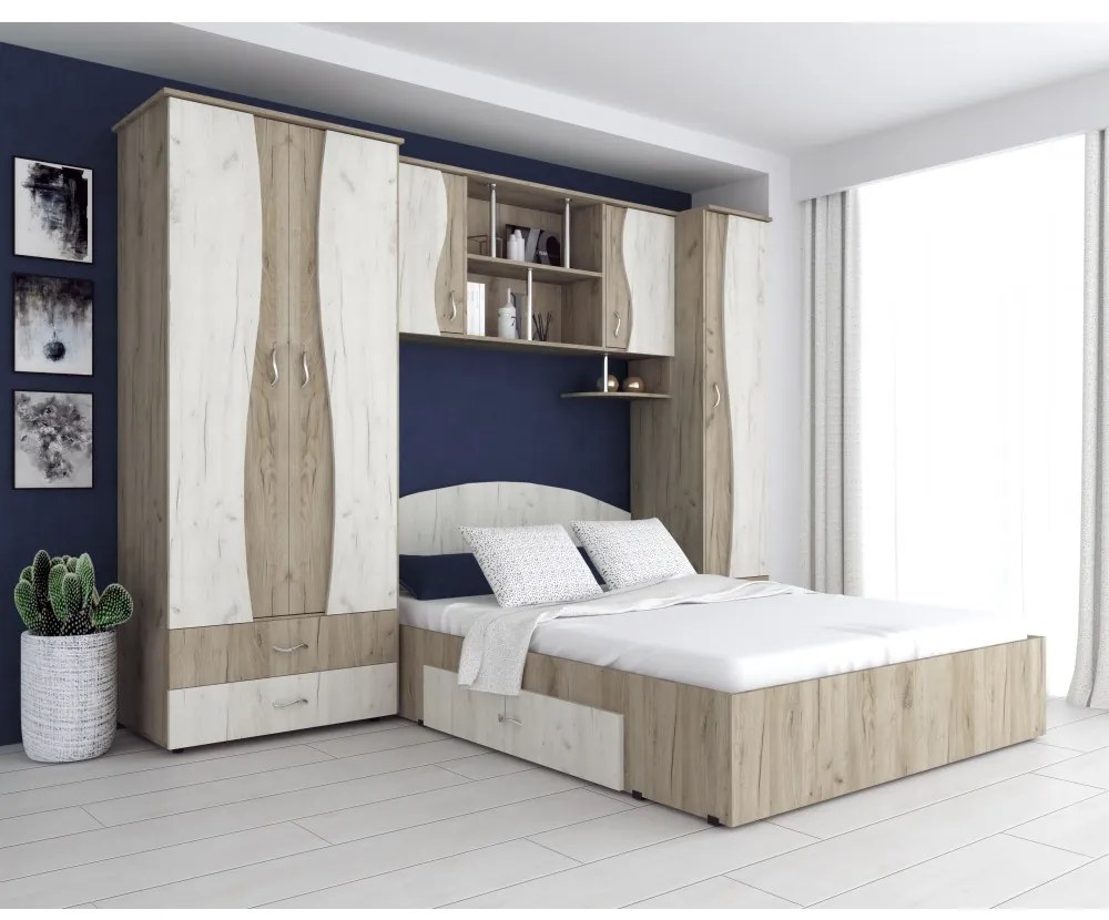 Dormitor Tineret cu D2, 262x51x200cm, K002/K001