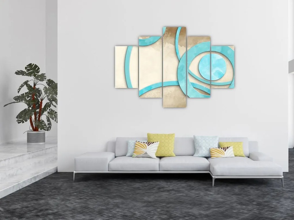 Tablou - Cercuri albastre acvarelă (150x105 cm)