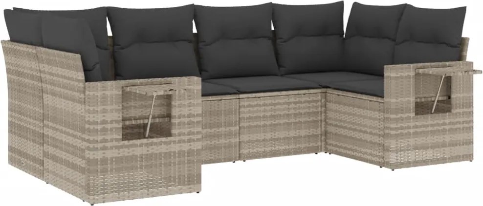vidaXL Set canapele de grădină cu perne, 6 piese gri deschis poliratan