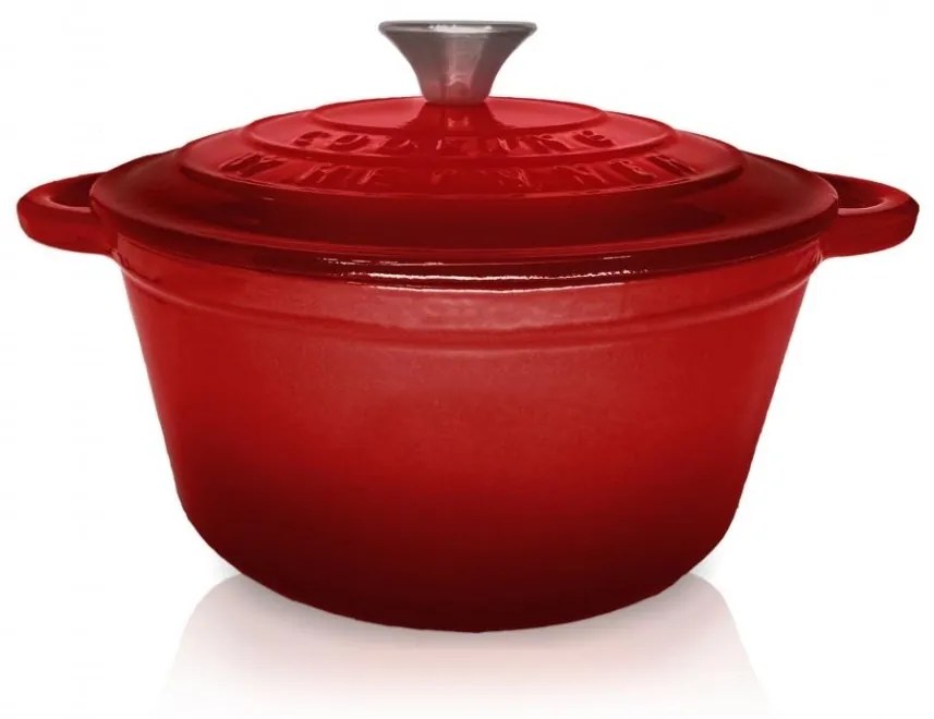 Cratiță din fontă emailată cu capac 22x9.5 cm, 2.9L – Cooking by Heinner, Colecția Red Line HR-KN-C29, păstrează aromele, design elegant