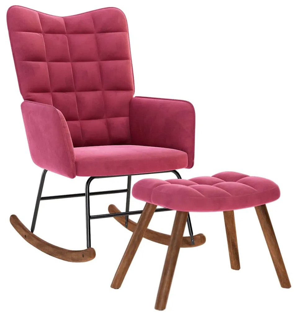 vidaXL Scaun balansoar cu scaun Wine Red Velvet