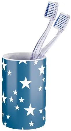 Pahar pentru periuta de dinti, din ceramica, Stella Albastru, Ø6,5xH11 cm