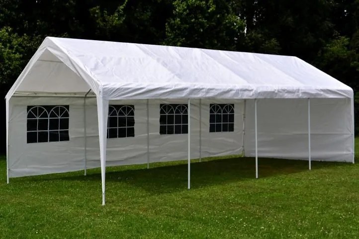 Cort mare de grădină 32m² - țevi de oțel, prelată PE, 4x8m
