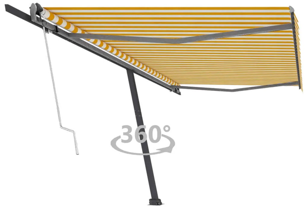 vidaXL Copertină autonomă retractabilă automat galben&amp;alb 500x300 cm