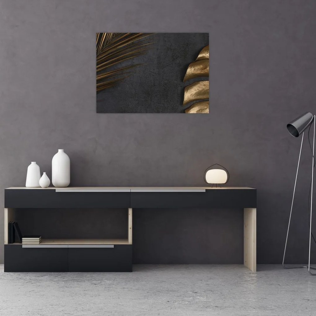 Tablou cu frunze aurii (70x50 cm)