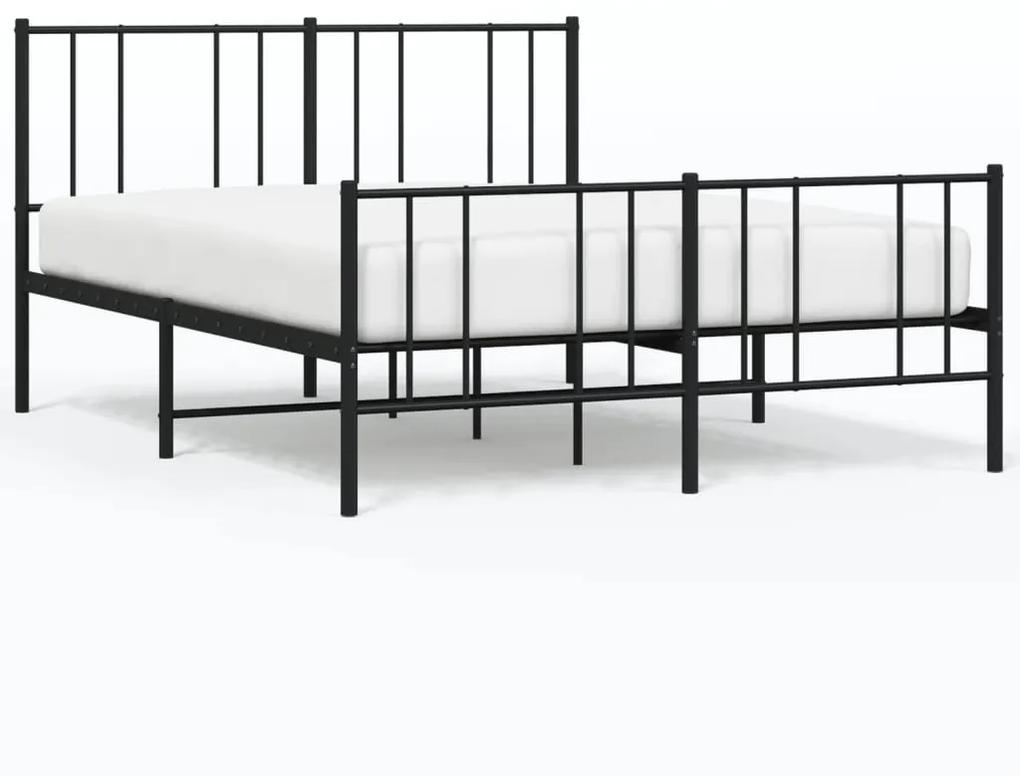 352498 vidaXL Cadru pat metalic cu tăblie de cap/picioare, negru, 140x190 cm
