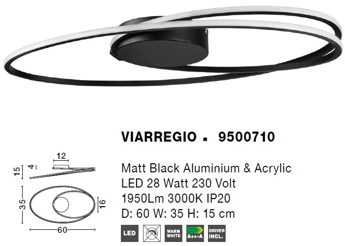 Lustra LED aplicata design modern circular VIARREGIO negru NVL-9500710