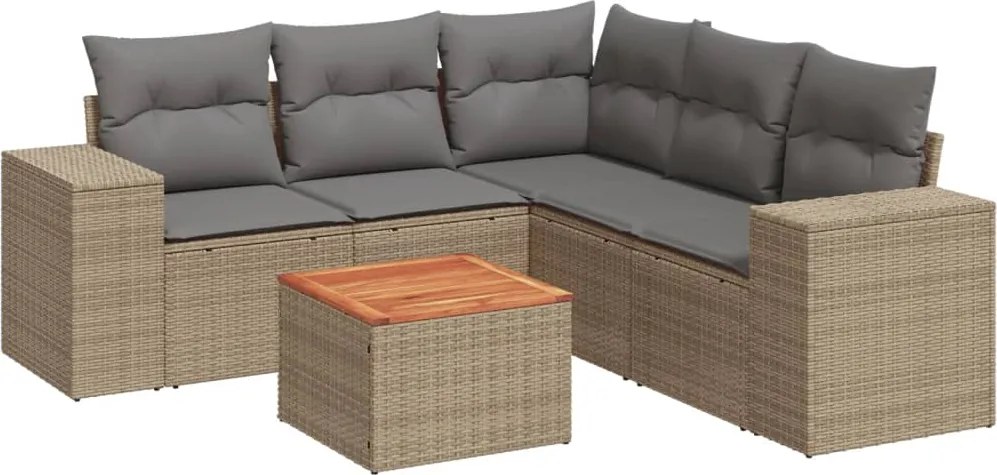 vidaXL Set canapele de grădină cu perne, 6 piese, bej, poliratan