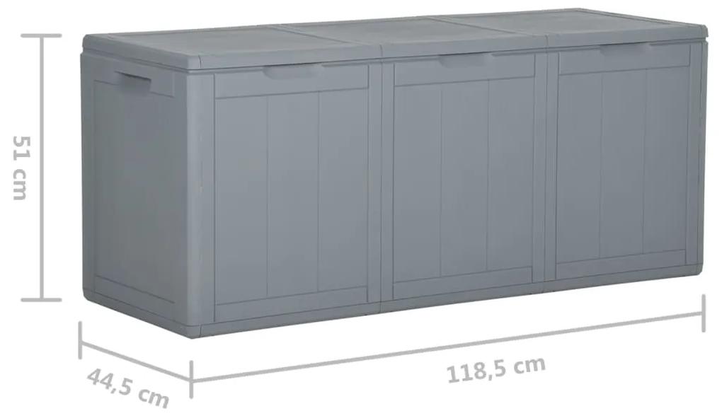 Cutie de depozitare pentru gradina, gri, 270L, PP ratan Gri, 118.5 x 44.5 x 51 cm
