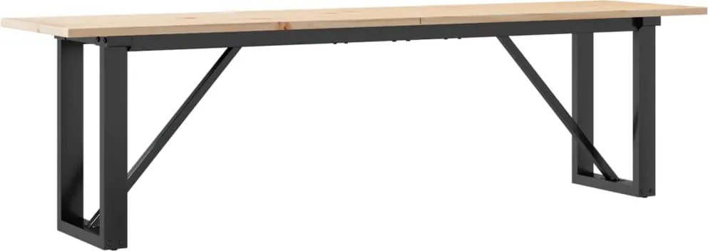 vidaXL Masă de cafea, cadru O, 160x40x45 cm, lemn masiv pin și Oţel