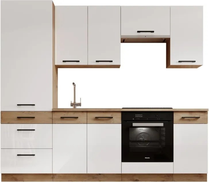 Set mobilier de bucătărie „Vika - Alb lucios”, ADRK Furniture (Lungime: 260 cm)