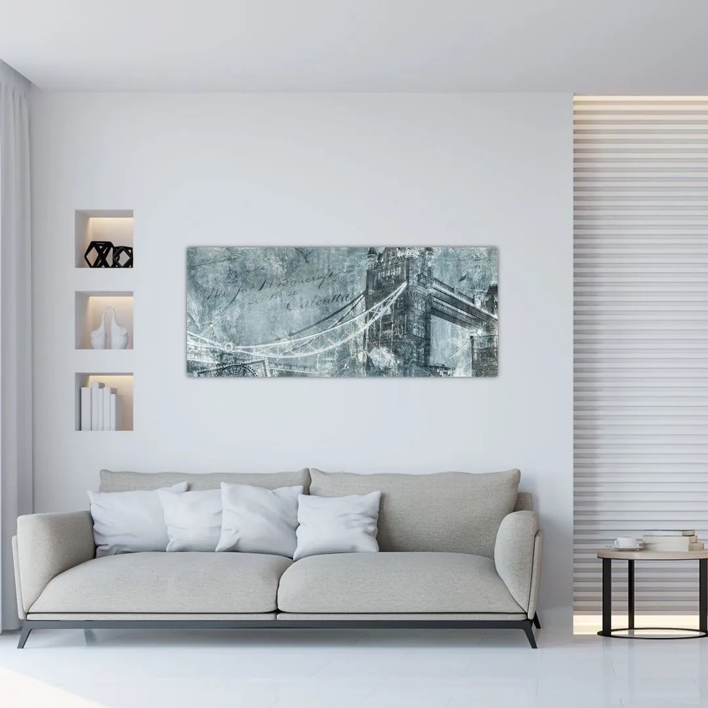 Tablou - Tower Bridge în tonuri reci (120x50 cm)