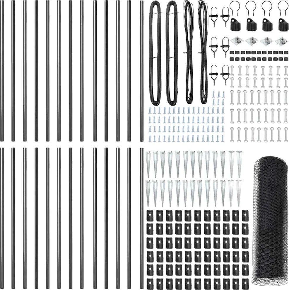 vidaXL Stâlp de gard. Gri 50 x 0,5 m (13 mm plasă) Oțel și PVC