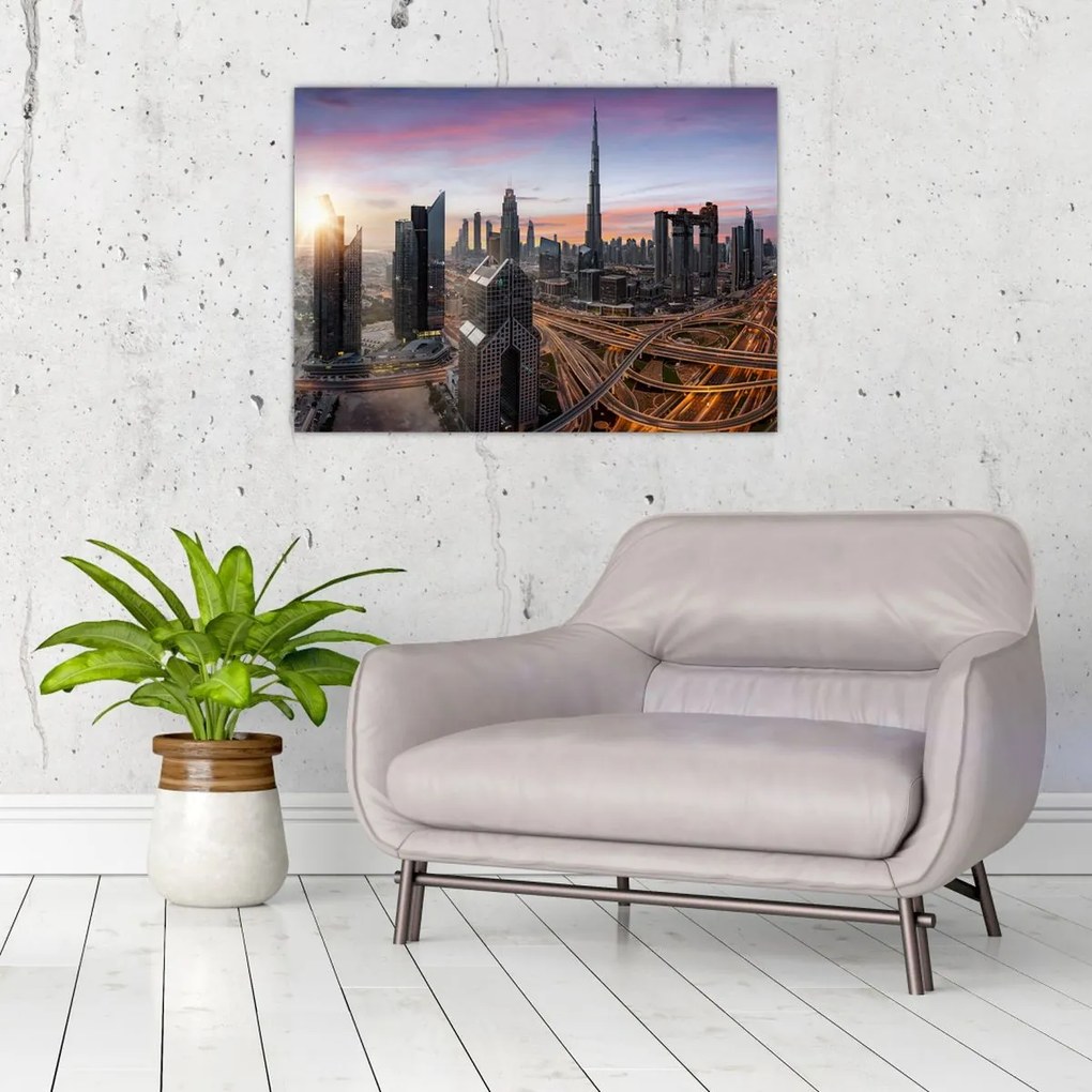 Tablou pe sticlă - Panorama din Dubai (70x50 cm)