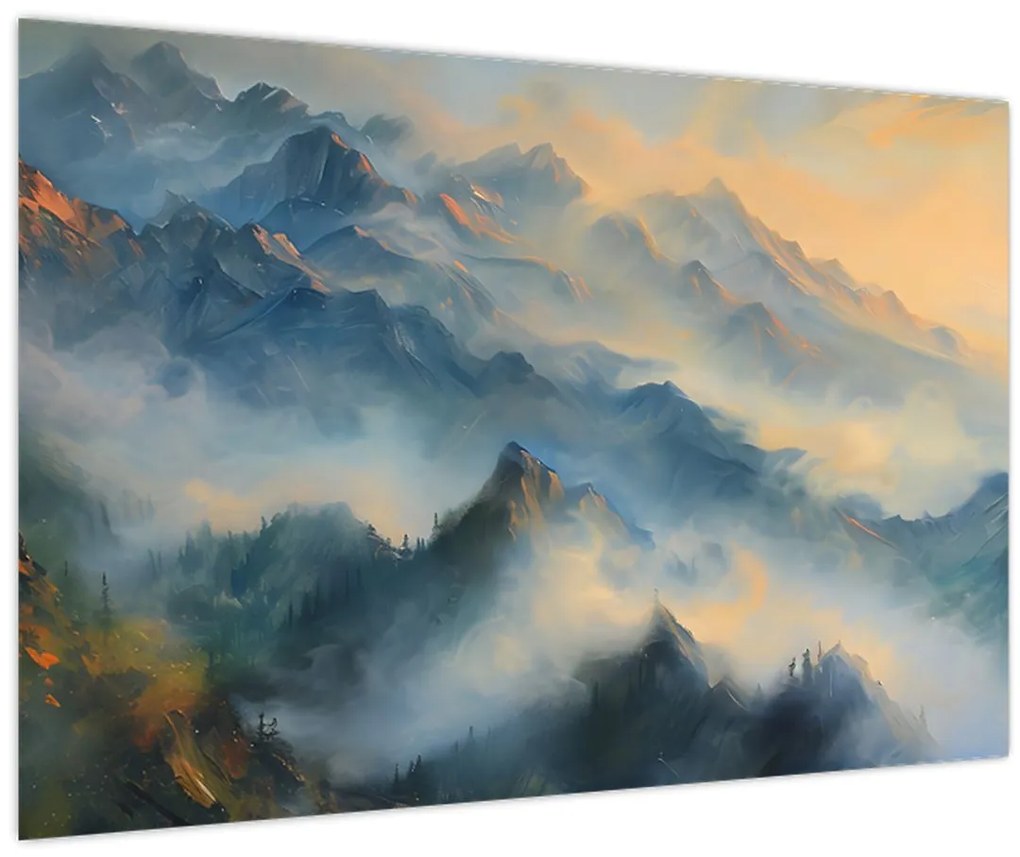 Tablou - Peisaj montan pictat (90x60 cm)