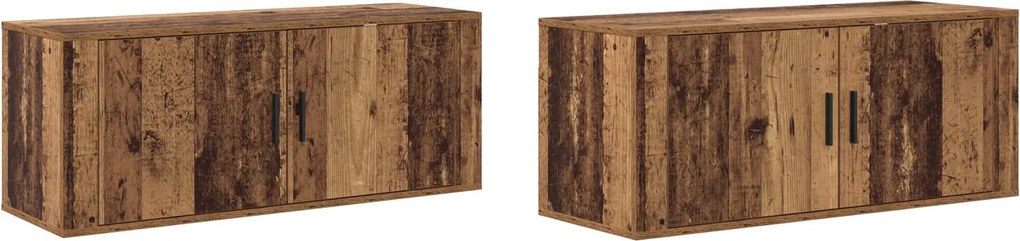 vidaXL Set Dulap TV montat pe perete Pe perete 2 pcs Lemn Vechi