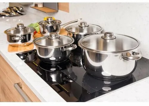 4Home set oale inox cu capac sticlă Destiny, 10 piese