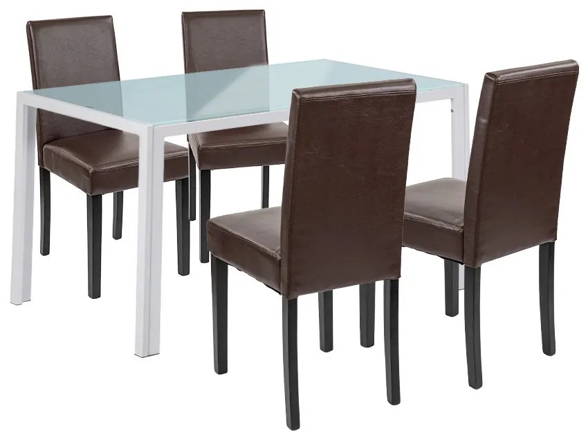 Set de masă Mira 4+1 alb-maro