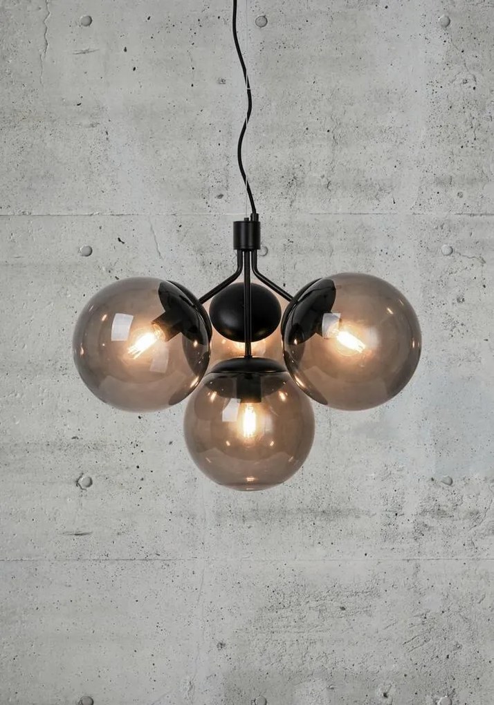 Lustra stil modern, extravagant Ivona negru/ sticla fumurie