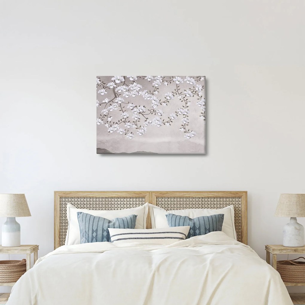 Tablou - Flori într-un peisaj gri (70x50 cm)