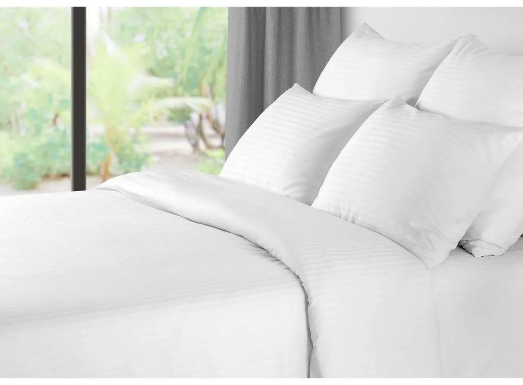 Lenjerie de hotel din microfibra JASMINE alba - dunga 2 cm Dimensiune lenjerie de pat: 2 buc 70 x 90 cm | 200 x 220 cm