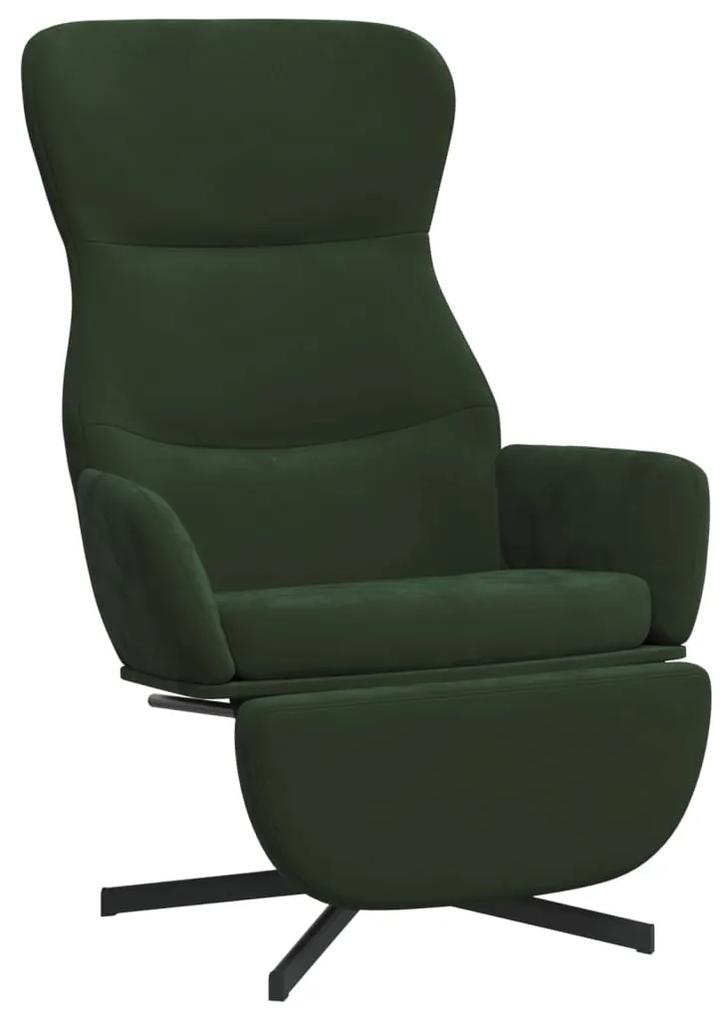 Scaun de relaxare cu taburet, verde inchis, catifea Verde inchis