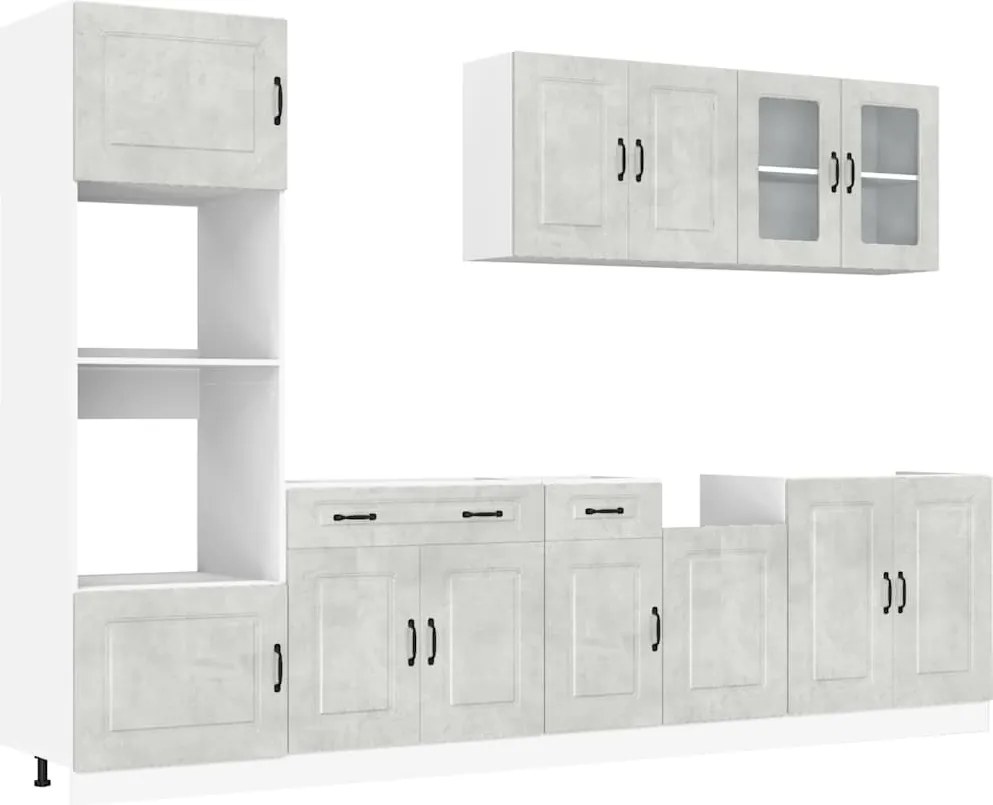 vidaXL Set dulapuri de bucătărie 7 piese „Kalmar” gri beton Lemn