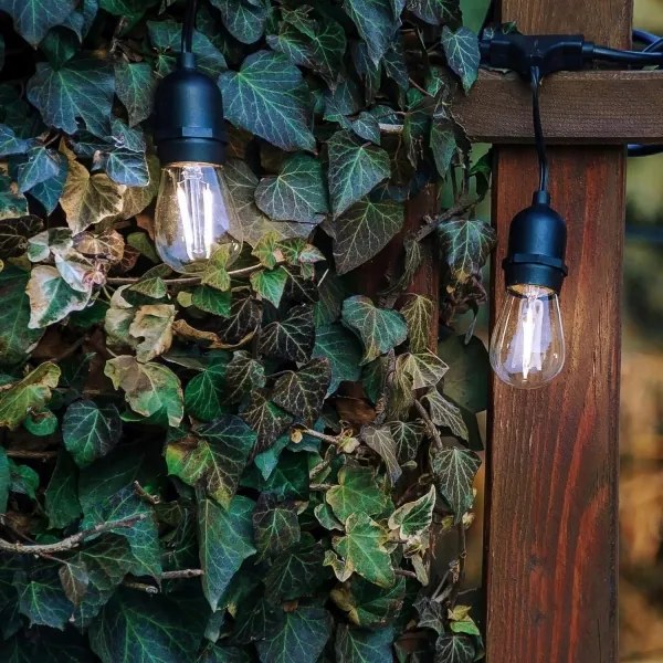 Ghirlandă LED decorativă pentru exterior, 30x socluri E27, 1 W per bec, 230 V, 16,44 m, IP44, negru