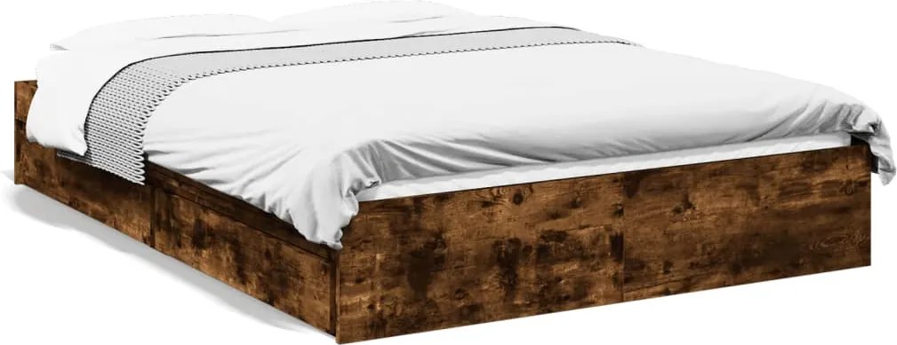 vidaXL Cadru pat cu sertare stejar fumuriu 120x190 cm lemn prelucrat