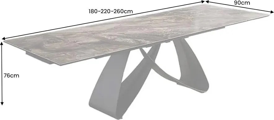 Masa Extensibila cu Blat Ceramic, Taupe, INFINITY 180-220-260cm