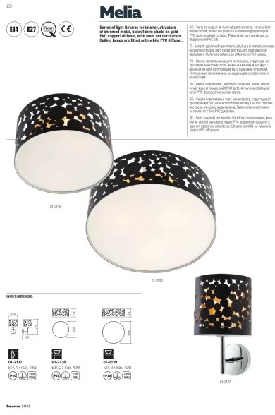 Plafonieră Redo 01-2138 MELIA 2xE27/42W/230V d. 30 cm