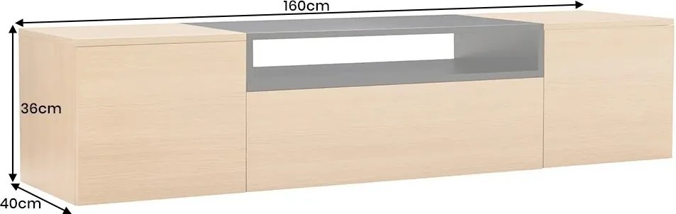 Comoda TV suspendata LOFT 160cm natur/ negru