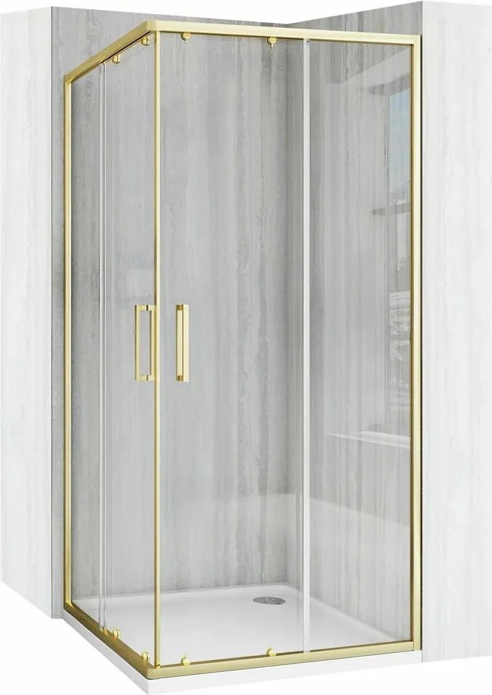 Cabina de dus patrata cu usi glisante auriu periat Rea City 80x80 cm