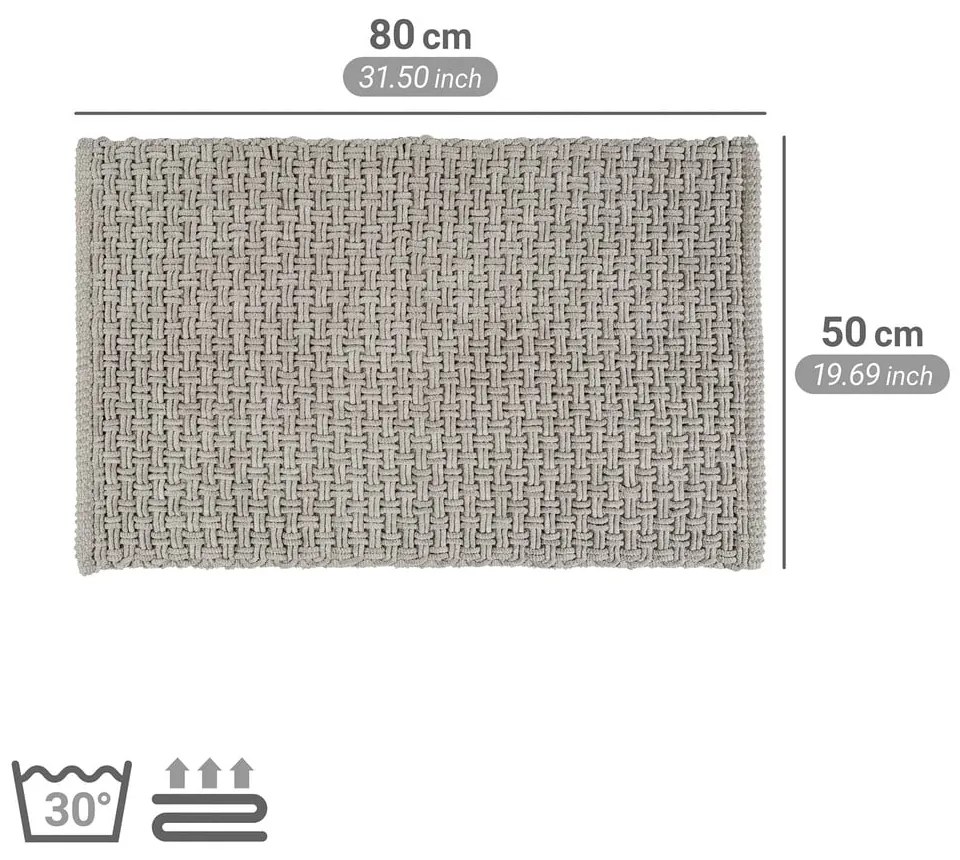 Covoraș de baie gri din material textil 50x80 cm Ecoli – Wenko