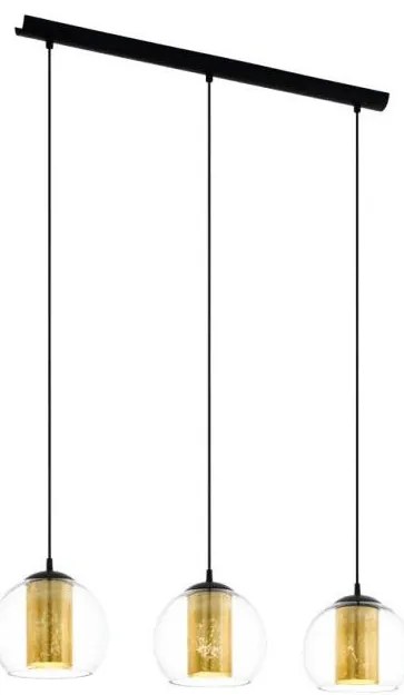 Eglo 79461 - Lustră suspendată pe cablu BOLSANO 3xE27/28W/230V auriu/negru