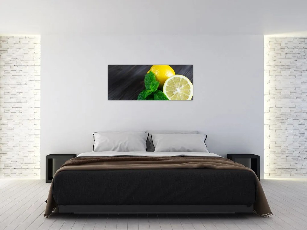 Tablou cu lămâie și mentă pe masă (120x50 cm)