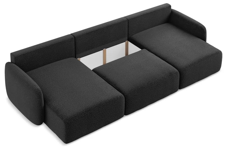Colțar negru extensibil/cu spațiu de depozitare Kalena – Makamii