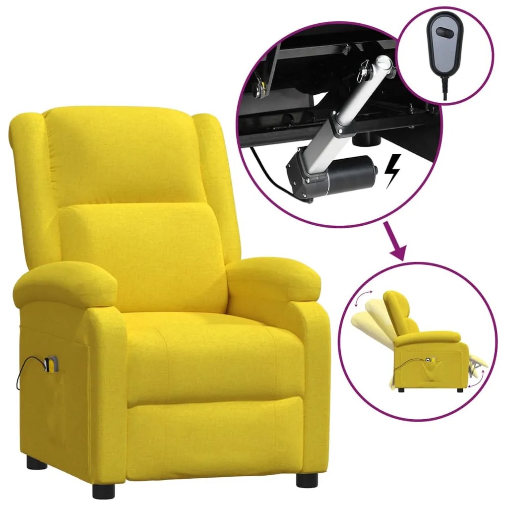 3124820 vidaXL Fotoliu de masaj electric, galben deschis, textil
