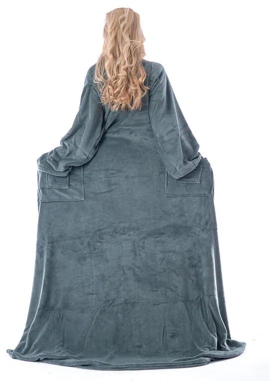Pătură-halat din micropluş gri, 150 x 180 cm